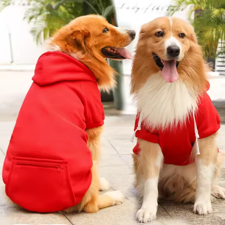 Camisa deportiva para perros grandes con gorro y falda de seguridad para mascotas con bolsillo - 1