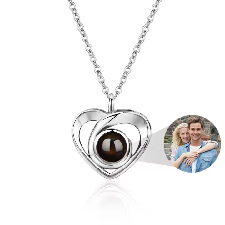 Collar de foto personalizado, collar de proyección con imagen I Love You, collar personalizado en 100 idiomas, regalos de joyería para mujeres - 1