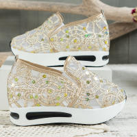 Zapatillas de deporte de malla con bordado Floral para mujer, zapatos de tacón cómodos informales sin cordones, novedad de 2023 - details 8