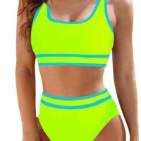 Bikini para mujeres con push up, deportivo, de cintura alta, traje de baño, conjunto de bikini de dos piezas - details 1
