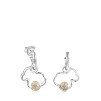 Pendientes de moda personalizados de oso hueco de plata de ley, pendientes de mujer con incrustaciones de perlas - details 10