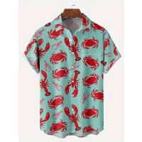 Tops, pantalones cortos y camisas hawaianas con estampado 3D de langosta y cangrejo para hombres, mujeres y niños, ropa con estampado de grafitis, nueva moda - details 5