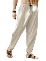 Pantalones de lino y algodón para hombre, ropa de calle transpirable, de Color sólido, informal, para correr, primavera y verano - details 2