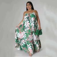 Vestidos de talla grande 5XL 4XL para mujer, batas con volantes en cascada, vestido holgado informal de estilo callejero con estampado de verano y otoño, vestido Maxi de talla grande - details 14