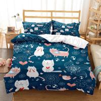Juego de Ropa de Cama con Estampado de Gato Encantador Funda de Almohada y Juego de Cama de Lujo Queen Estilo Personalizado para Niños - details 1