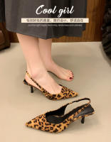 Nuevo nicho retro de gama alta con estampado de leopardo tacones altos temperamento elegante tacón fino sandalias puntiagudas - details 7