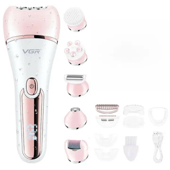 Epilador Eléctrico para Mujer 5 Piezas de Boquilla Eliminación de Vello Facial y Bikini - 1