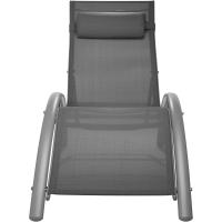 Juego de 2 tumbonas de jardín para exteriores, tumbona con reposacabezas, tumbona de playa reclinable en 7 posiciones, tumbona de piscina en aluminio, carga máxima. 120 kg, Fácil Montaje - Gris - details 5
