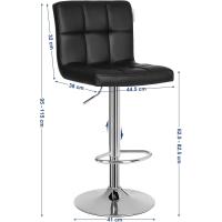 Taburetes de Bar Regulables en Altura Diseño Giratorio de 360° con Resalto y Reposapiés de Acero Cromado Negro - details 1