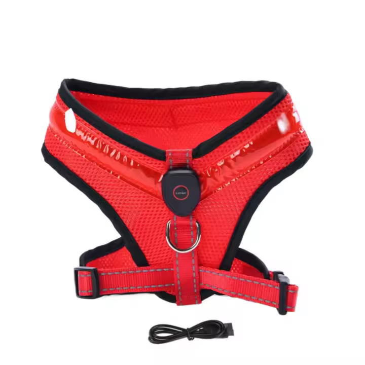 Suministros para perros, arnés LED luminoso para mascotas, arnés de tracción para perros transpirable recargable, chaleco impermeable para perros al aire libre - 1