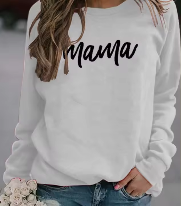 Sudadera con capucha de invierno para niña, suéter de manga larga o cuello de lana suelto con estampado de letras de la madre impresas en él - 1
