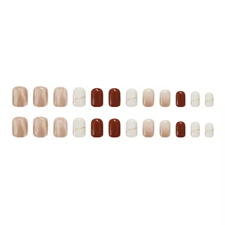 Uñas postizas reutilizables para mujer y niña, uñas postizas con pegamento suave y brillante, 24 piezas - 1