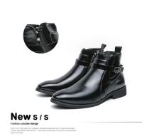 Botas de cuero estilo británico para hombres 2025 Zapatos casuales de punta lateral Brock de alta gorra - details 3
