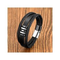 Pulsera de Cuero de Diseñador de Lujo en Acero Inoxidable Nuevo Para Hombre Italiano Encanto Punk Regalos de Vacaciones Compatible con la Piel - details 2