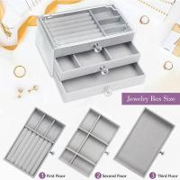 Organizador de Joyería de Terciopelo Acrílico con 3 Cajones Exhibición Apilable de Pendientes Collares Pulseras Estuche de Almacenamiento para Mujeres - details 5