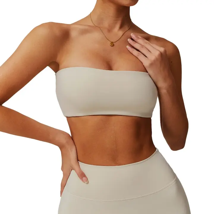 Ropa interior con corpiño antiflacidez para mujer, Tops deportivos de una pieza sin tirantes, ropa interior deportiva nublada, ropa ajustada para gimnasio y Yoga - 1