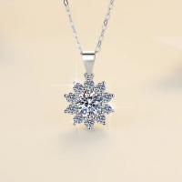 Collar de moissanita de Color D de 0,5 quilates auténtico para mujer, collar de plata de ley S925 con forma de copo de nieve y sol, joyería, regalo exquisito - details 6