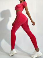Conjunto Deportivo De 2 Piezas, Top De Yoga De Manga Corta Y polaina De Entrenamiento Para Correr De Cintura Alta, Ropa - details 24