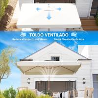 Terraza Exterior Sombrilla de 300x200 cm con Ángulo Ajustable Mástil de Aluminio Manivela - details 4