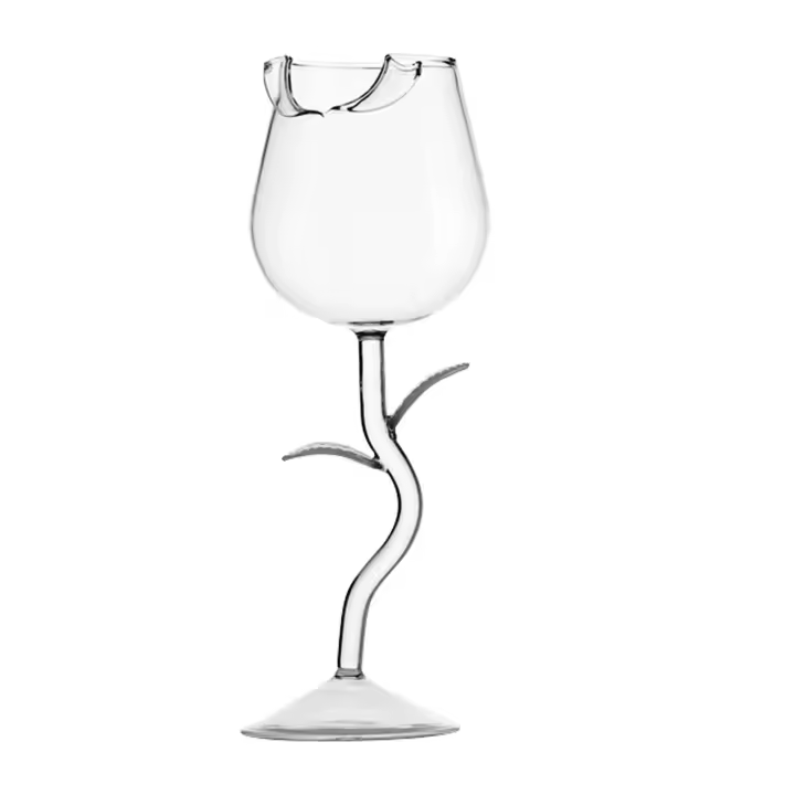 Copa de Vino Rojo en Forma de Rosa 150/280ml Copa de Cocina y Comedor con Hojas Coloridas - 1