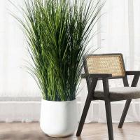 Hierba de caña artificial, cebollas falsas, plantas herbáceas verdes tropicales, manojos de hojas, hierba de PVC para bodas, jardines, exteriores - details 4
