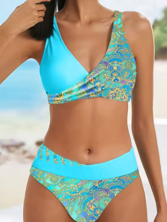 Bikini a rayas para mujer, traje de baño sexy de dos piezas, conjunto de bikini, ropa de playa, traje de baño XXL 2025 - 1