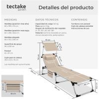 Tumbona Jardín Exterior de Aluminio, Tumbona Plegable con Reposacabezas, Parasol y Bolsillo Lateral, Tumbona Playa Reclinable en 6 Posiciones, Tumbona Piscina Resistente a Intemperie - Gris - details 17