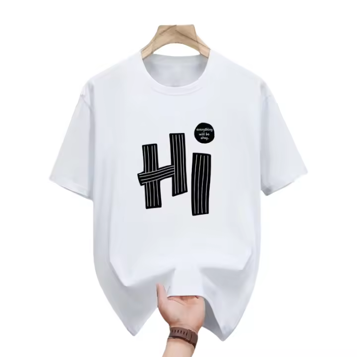Camiseta Gráfica de Verano Cuello Redondo, Manga Corta, Ligera de Poliéster, Lavable en Máquina - 1