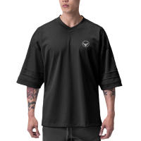Camiseta holgada deportiva informal para hombre, camisa de manga corta transpirable, malla de Fitness, novedad de verano - details 8