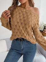Suéter Casual de Invierno-Otoño Cuello Oblicuo, Manga Larga, Moda para Mujeres en Rosa - details 15