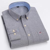 Camisa 100% de algodón para hombre, camisa Oxford informal a cuadros de manga larga con estampado de Color sólido, camisa de vestir Formal de ajuste Regular de gran tamaño 7XL 6XL 5XL - details 14