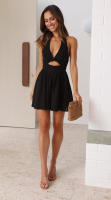 Vestido halter de lino y algodón nuevo de verano para mujer - details 15