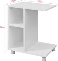 Mesa Auxiliar con 2 Estantes Consola Mesita de Noche con Ruedas Mesa Blanca Mesita 70 x 35 x 60 cm FBT34-W ES - details 11