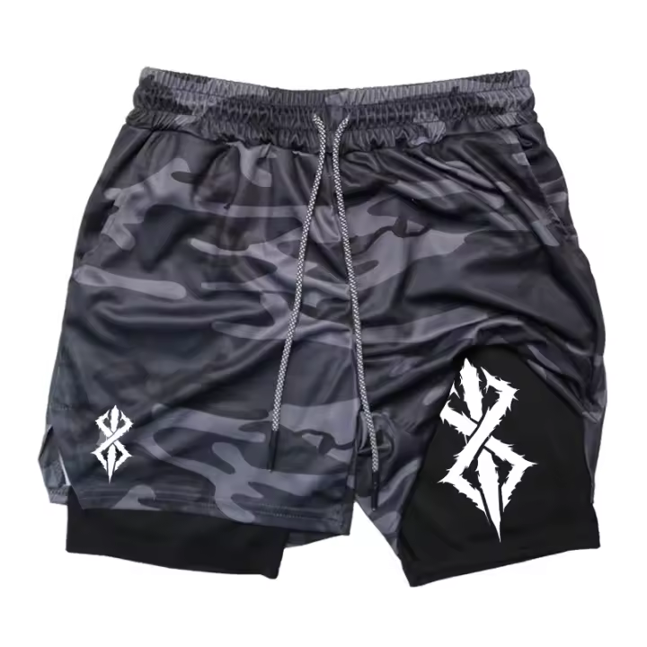 Pantalones Cortos de Verano para Hombres 2 en 1 Gimnasio Athletico Secado Rápido - 1
