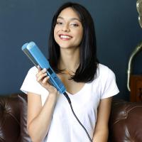 Plancha de pelo profesional KIPOZI, plancha plana de titanio con pantalla LCD Digital, rizador de calentamiento instantáneo de doble voltaje, regalo - details 6