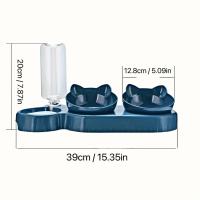 Cuencos para Mascotas 3 en 1 Diseño de Oreja Inclinada Juego de Cuencos para Agua y Comida para Gatos Botella de Agua Gravitacional para Protección del Cuello - details 0