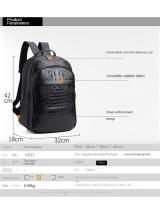 Mochila casual para hombres, mochila de cuero de moda, bolso de computadora de 15,6 pulgadas con patrón de cocodrilo, mochila de viaje - details 7