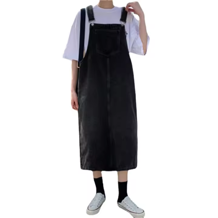 Vestido de mezclilla para mujer Falda con tirantes de mezclilla de longitud media - 1