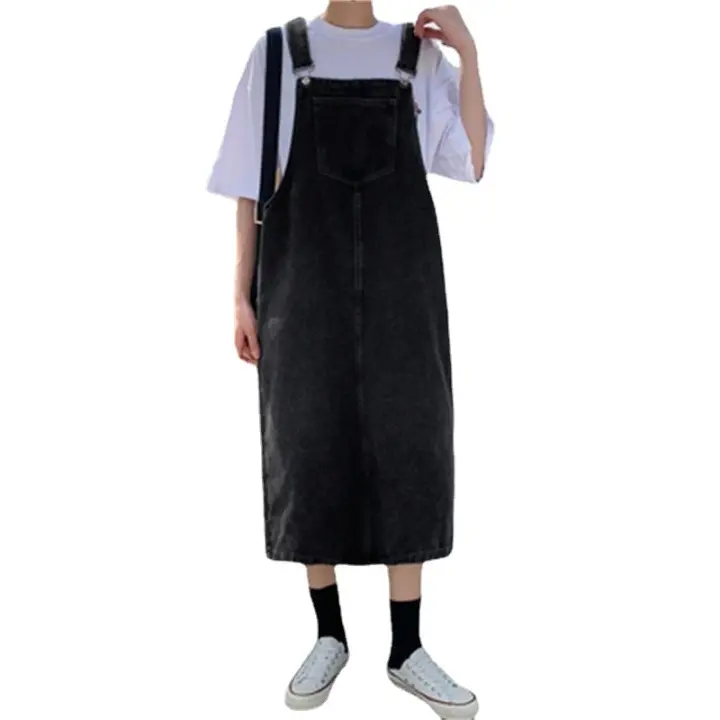 Vestido de mezclilla para mujer Falda con tirantes de mezclilla de longitud media - 1