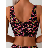 Traje de baño bikini floral dividido con tiras 2025 para mujer - details 1