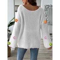 Suéteres de punto para mujer de otoño, jerséis informales con cuello redondo, tops de punto - details 2