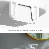 Canal de drenaje para baño, pequeños accesorios blancos, estante de baño montado en la pared no perforado, escape de productos de lavado - details 4