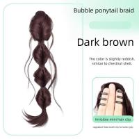 Extensiones de cabello sintético con trenzas falsas de burbujas, banda para el cabello, cola de caballo rizada y desordenada, Clip de garra, piezas de cabello postizo esponjoso para mujer - details 7