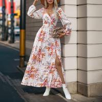 Vestido Largo de Manga Grande con Estampado Cuello en V, Moda Coreana Harajuku para Mujeres - details 7