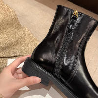 Preciosas botas con cremallera lateral, pequeñas botas chelsea con hebilla dorada - details 7