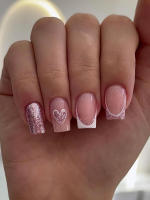 Set De Uñas Postizas Cortas Francés Minimalista Con 1 Jalea Y 1 Archivo De Uñas 24 PCs Uñas De Tiras Estilo Jelly Y Minimalista - details 37
