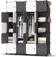 Modular, Guardarropa portátil de 20 Compartimentos para Dormitorio, Armario con Barra para Colgar Ropa - details 5