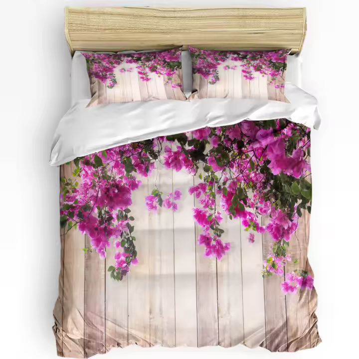 Juego de Cubiertas de Ropa de Cama con Flores de Tulipán Rojas 3 Piezas para Niño Adolescente y Niña Funda de Edredón y Funda de Almohada en Color Rojo - 1