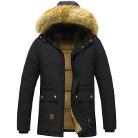 Chaqueta gruesa de lana a prueba de viento para hombre, abrigo de Parka con Cuello de piel con capucha, chaqueta informal clásica, invierno, 2024 - details 2