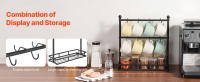 SucceBuy Soporte para tazas de café, 16 ganchos, soporte para tazas de café con base de almacenamiento, estante para tazas de 2 niveles, soporte de exhibición de acero al carbono para almacenamiento y exhibición de barra de café en el hogar, negro mate - details 3